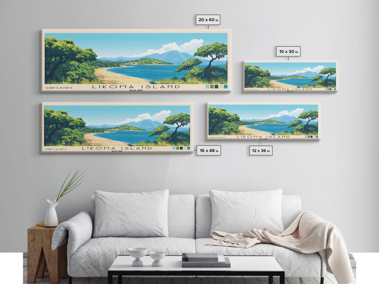 Likoma Island, Malawi Panoramic Print, Vacation Gift, Malawi Wall Art, Beach Painting, Beach Decor, Large Wall Art, Wood Frame Art