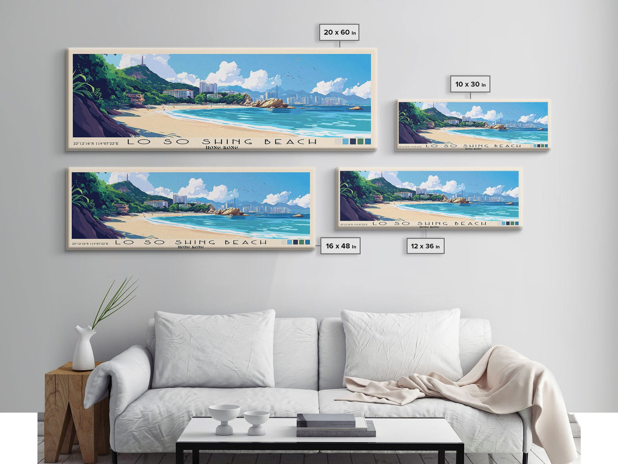 Lo So Shing Beach, Hong Kong Panoramic Beach Print, Vacation Gift, Hong Kong Wall Art, Beach Painting, Beach Decor, Beach Painting