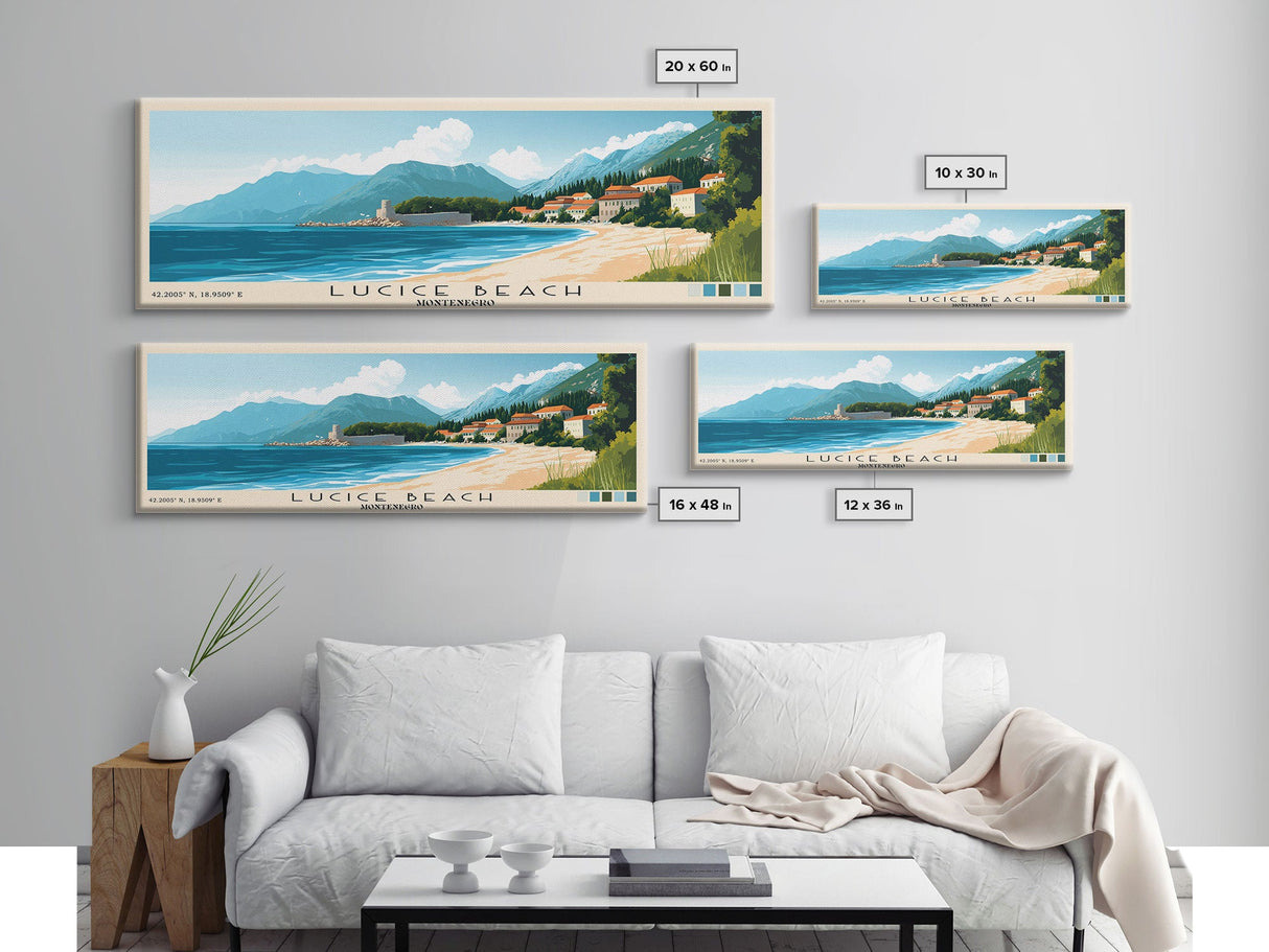 Lucice Beach, Montenegro Panoramic Print, Vacation Gift, Montenegro Wall Art, Vacation Wall Art, Vacatation Memories, Beach Decor, Beach Or Lakehouse Art