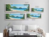 Maho Bay Beach, US Virgin islands Panoramic Beach Print, Vacation Gift, US Virgin islands Wall Art, Framed Canvas Print, Framed Beach Painting