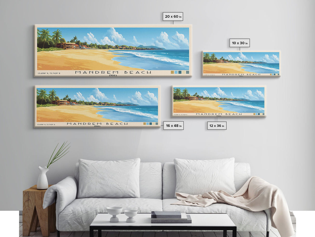 Mandrem Beach, India Panoramic Print, Vacation Gift, India Wall Art, Vacation Wall Art, Vacatation Memories, Beach Decor, Beach Or Lakehouse Art