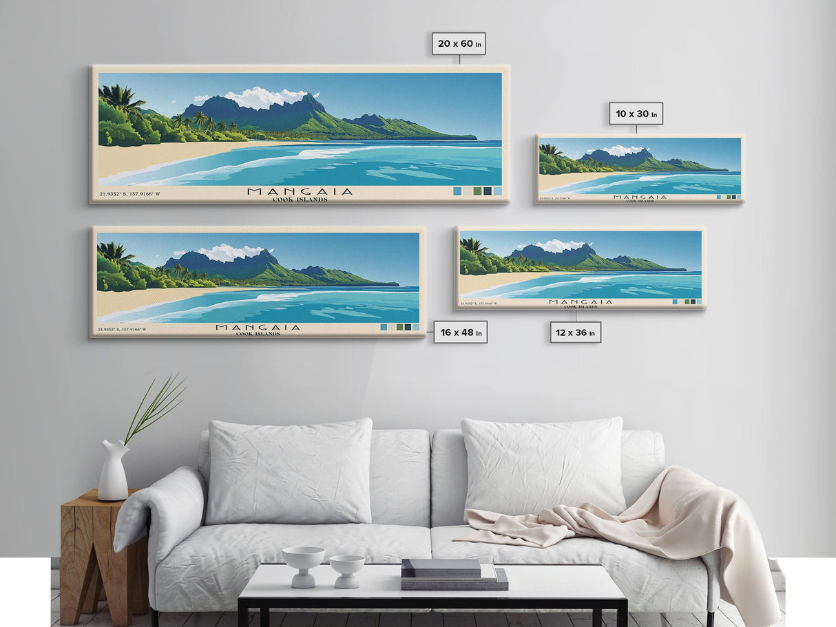 Mangaia, Cook Islands Panoramic Print, Vacation Gift, Cook Islands Wall Art, Beach Painting, Beach Decor, Beach Or Lakehouse Art