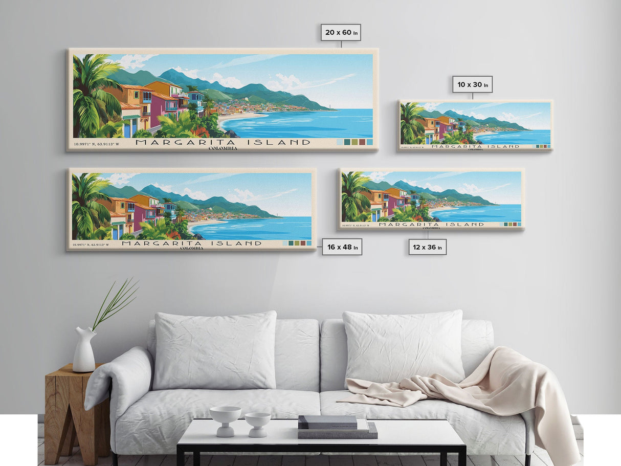 Margarita Island, Colombia Panoramic Print, Vacation Gift, Colombia Wall Art, Beach Painting, Beach Decor, Beach Or Lakehouse Art