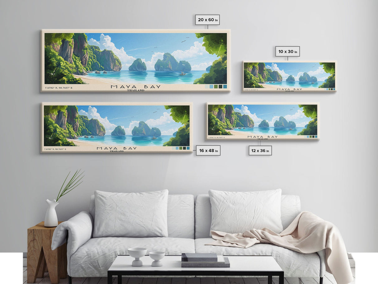 Maya Bay, Thailand Panoramic Print, Vacation Gift, Thailand Wall Art, Vacation Wall Art, Vacatation Memories, Beach Decor, Beach Or Lakehouse Art