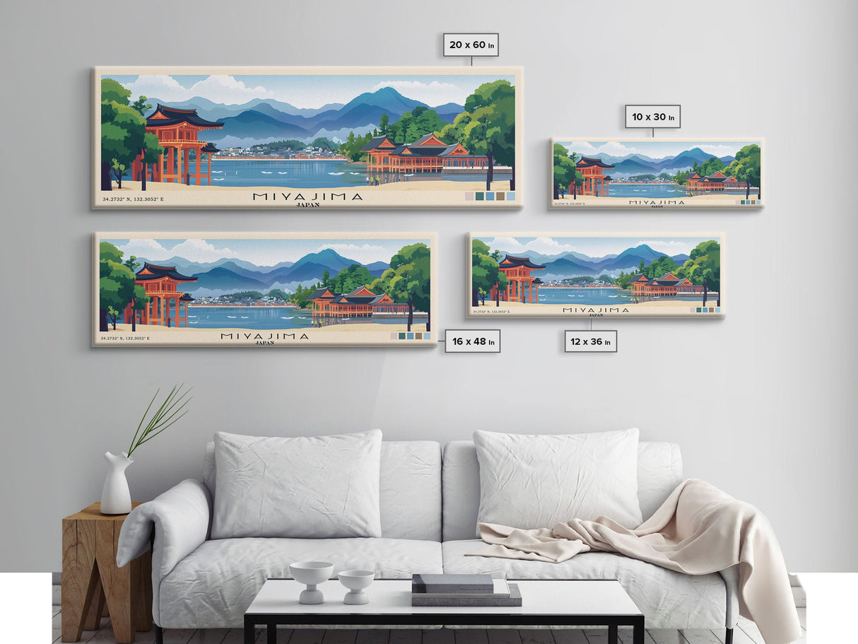 Miyajima, Japan Panoramic Print, Vacation Gift, Japan Wall Art, Beach Painting, Beach Decor, Beach Or Lakehouse Art