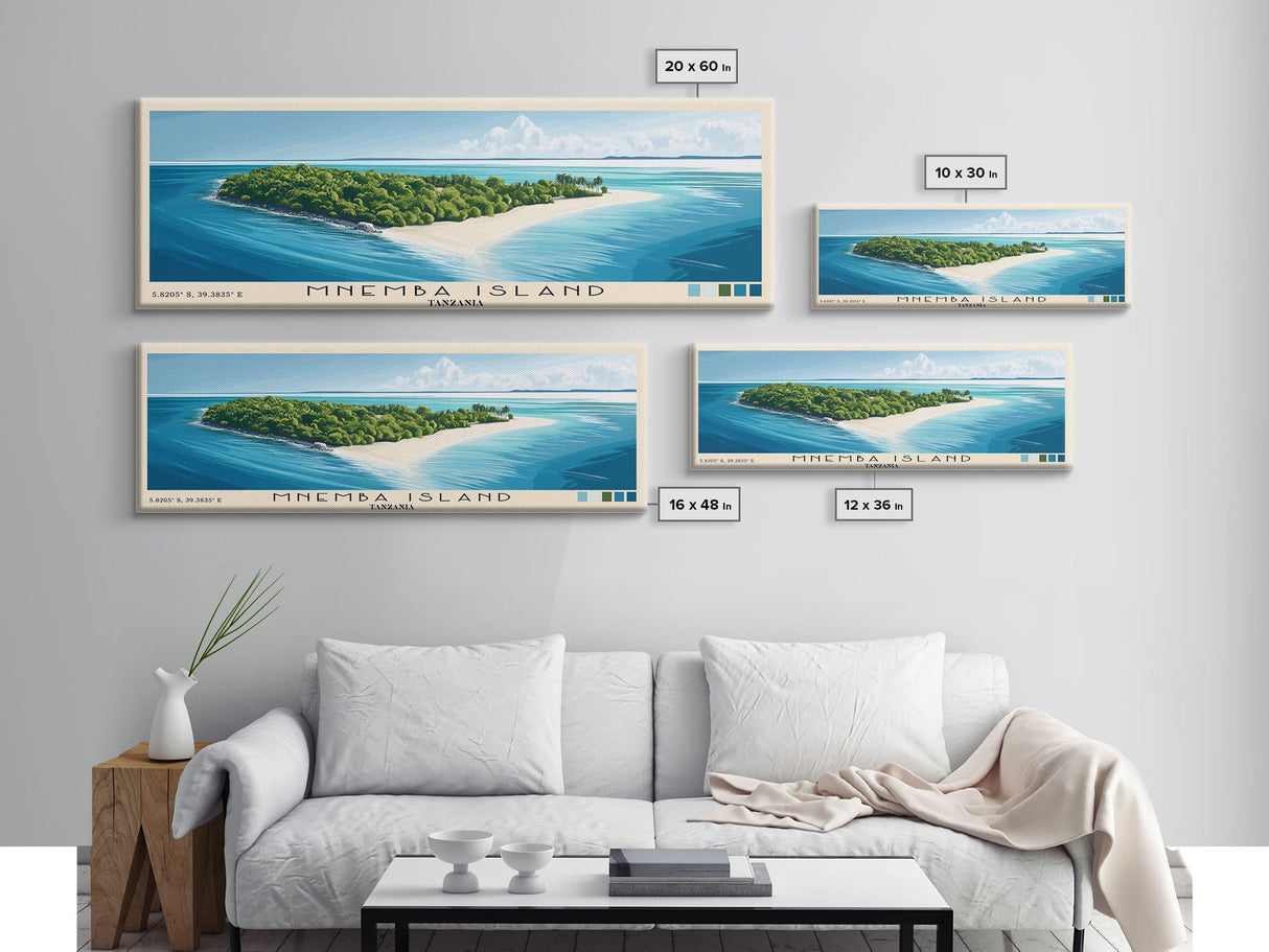 Mnemba Island, Tanzania Panoramic Beach Print, Vacation Gift, Tanzania Wall Art, Beach Painting, Beach Decor, Beach Painting