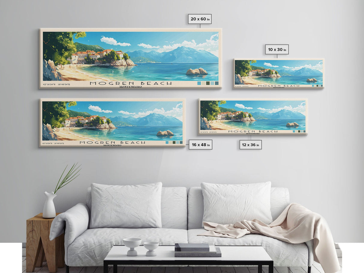 Mogren Beach, Montenegro Panoramic Print, Vacation Gift, Montenegro Wall Art, Vacation Wall Art, Vacatation Memories, Beach Decor, Beach Or Lakehouse Art