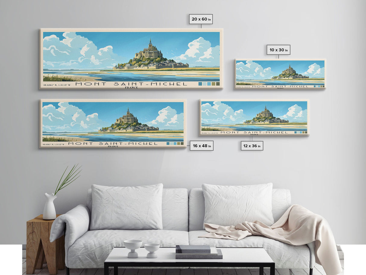 Mont Saint-Michel, France Panoramic Print, Vacation Gift, France Wall Art, Vacation Wall Art, Vacatation Memories, Beach Decor, Beach Or Lakehouse Art