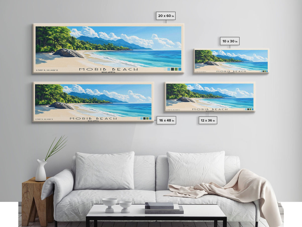 Morib Beach, Malasyia Panoramic Beach Print, Vacation Gift, Malasyia Wall Art, Framed Canvas Print, Framed Beach Painting