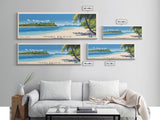 Muri Beach, Cook Islands Panoramic Beach Print, Vacation Gift, Cook Islands Wall Art, Framed Canvas Print, Framed Beach Painting