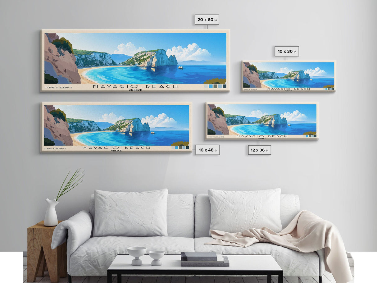 Navagio Beach, Greece Panoramic Print, Vacation Gift, Greece Wall Art, Vacation Wall Art, Vacatation Memories, Beach Decor, Beach Or Lakehouse Art