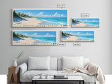 North Creek Beach, Turks and Caicos Panoramic Beach Print, Vacation Gift, Turks and Caicos Wall Art, Framed Canvas Print, Framed Beach Painting