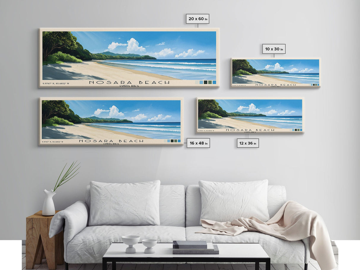 Nosara Beach, Costa Rica Panoramic Print, Vacation Gift, Costa Rica Wall Art, Beach Painting, Beach Decor, Beach Or Lakehouse Art