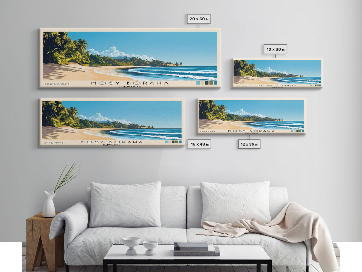 Nosy Boraha, Madagascar Panoramic Print, Vacation Gift, Madagascar Wall Art, Beach Painting, Beach Decor, Large Wall Art, Wood Frame Art