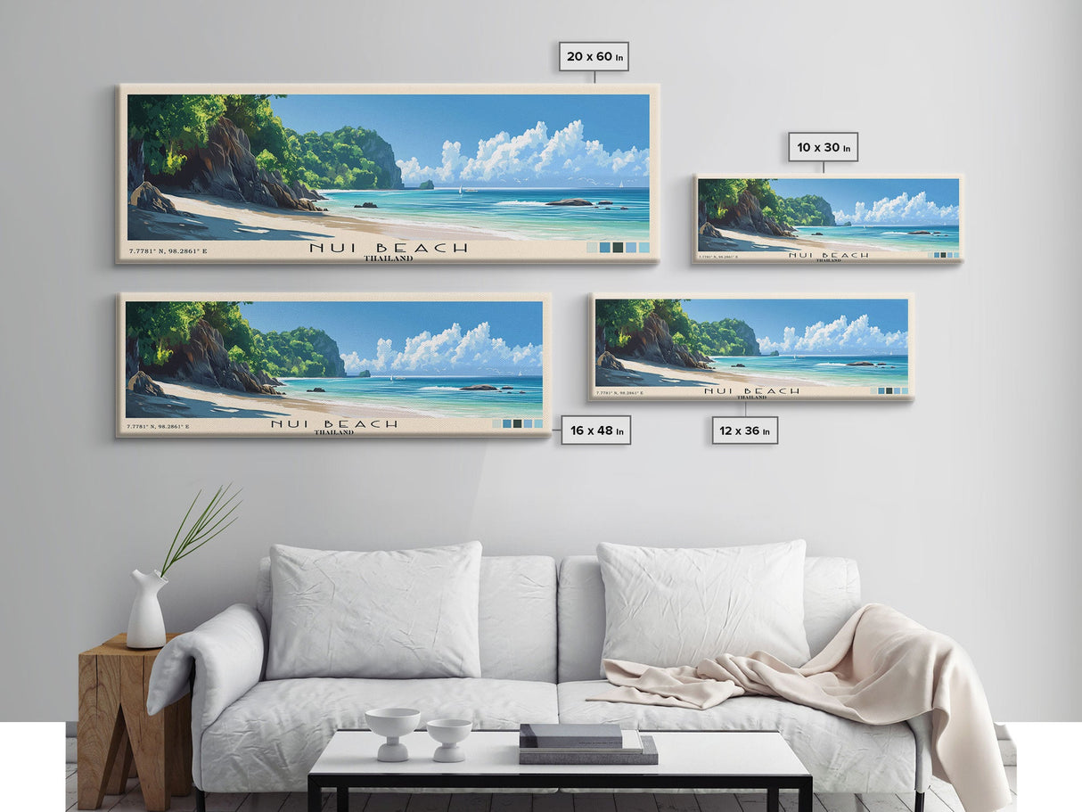 Nui Beach, Thailand Panoramic Print, Vacation Gift, Thailand Wall Art, Beach Painting, Beach Decor, Beach Or Lakehouse Art