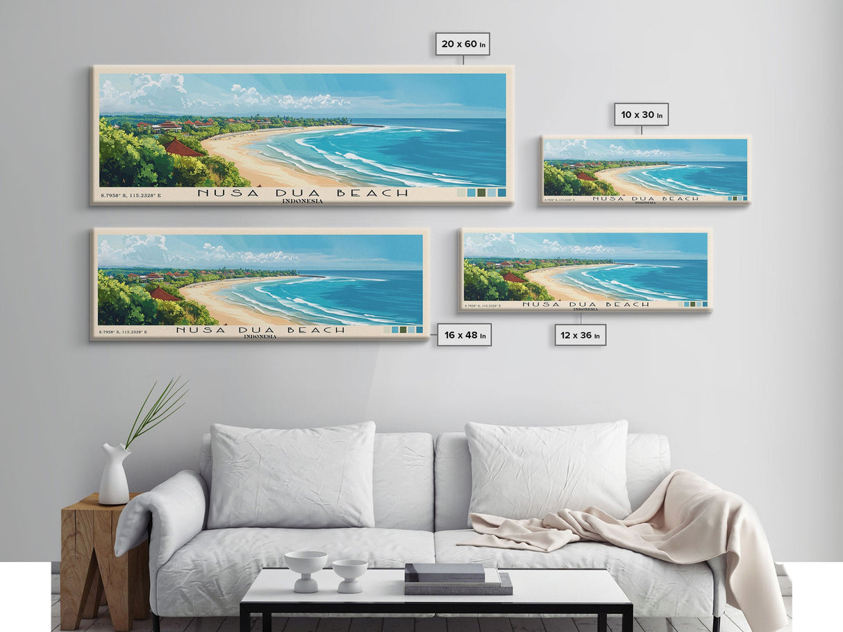 Nusa Dua Beach, Indonesia Panoramic Print, Vacation Gift, Indonesia Wall Art, Vacation Wall Art, Vacatation Memories, Beach Decor, Beach Or Lakehouse Art