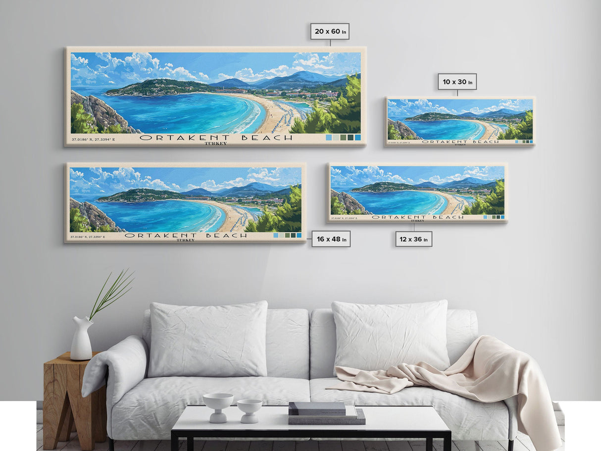 Ortakent Beach, Turkey Panoramic Print, Vacation Gift, Turkey Wall Art, Vacation Wall Art, Vacatation Memories, Beach Decor, Beach Or Lakehouse Art