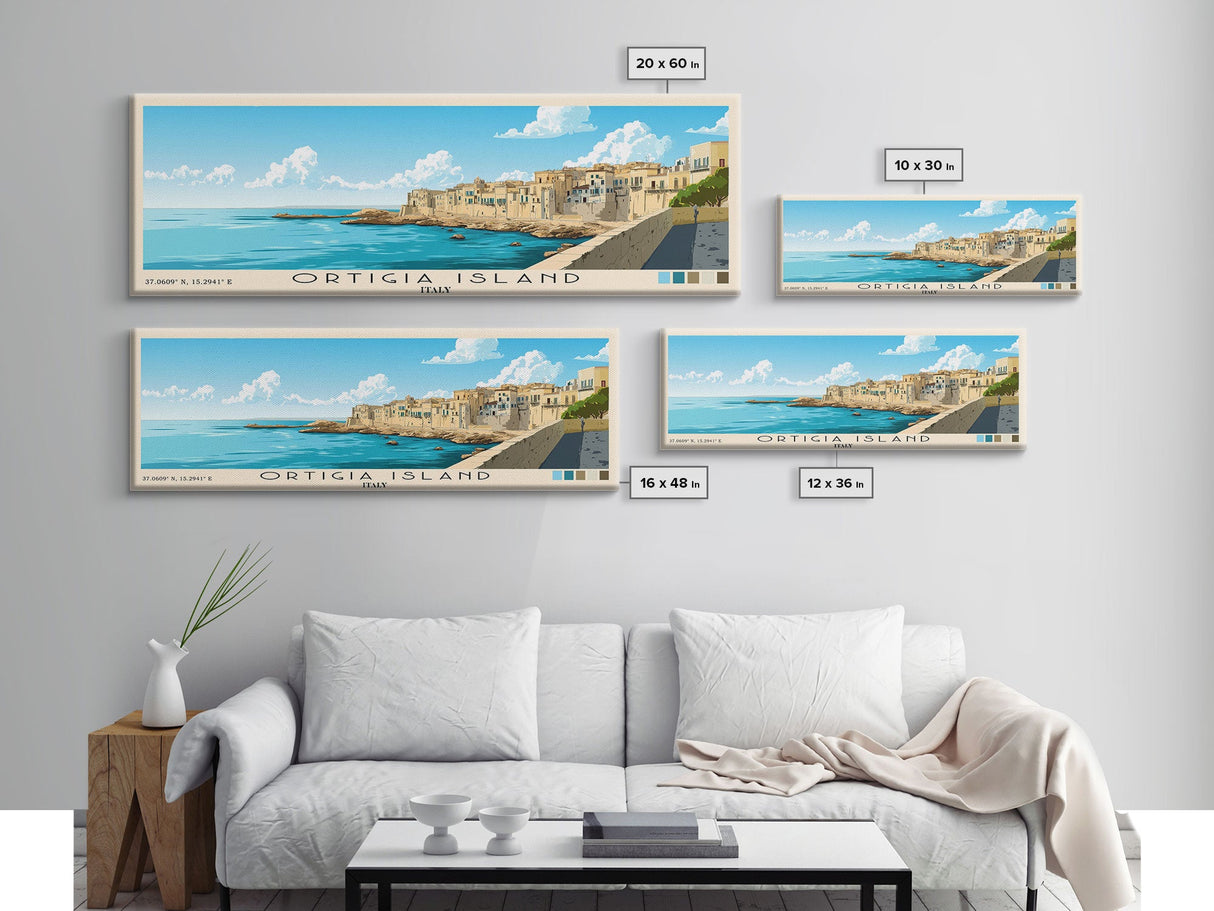 Ortigia Island, Italy Panoramic Print, Vacation Gift, Italy Wall Art, Beach Painting, Beach Decor, Beach Or Lakehouse Art