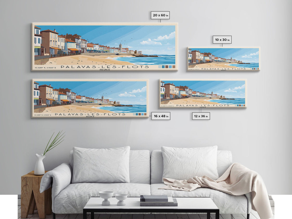 Palavas-les-Flots, France Panoramic Beach Print, Vacation Gift, France Wall Art, Beach Painting, Beach Decor, Beach Painting