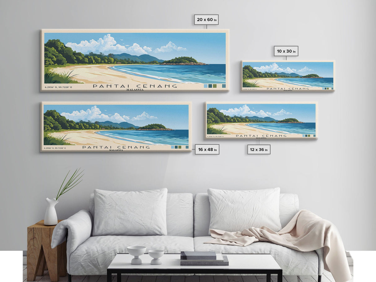 Pantai Cenang, Malasyia Panoramic Print, Vacation Gift, Malasyia Wall Art, Vacation Wall Art, Vacatation Memories, Beach Decor, Beach Or Lakehouse Art