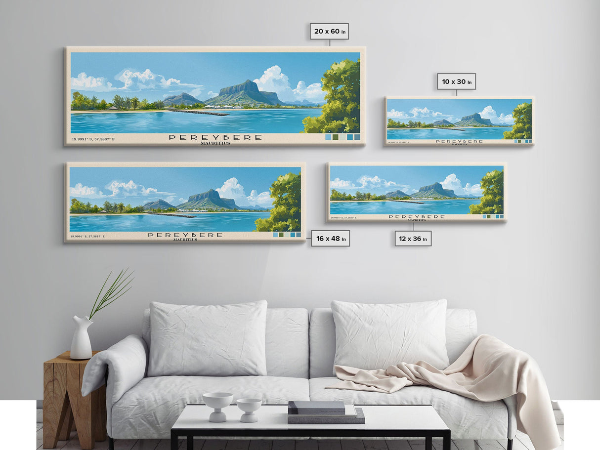 Pereybere, Mauritius Panoramic Print, Vacation Gift, Mauritius Wall Art, Beach Painting, Beach Decor, Beach Or Lakehouse Art