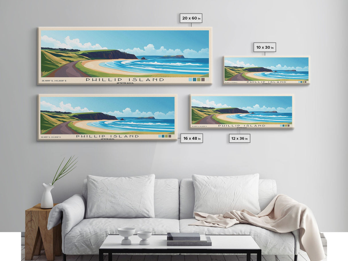 Phillip Island, Australia Panoramic Print, Vacation Gift, Australia Wall Art, Beach Painting, Beach Decor, Beach Or Lakehouse Art