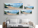 Piha Beach, New Zealand Panoramic Print, Vacation Gift, New Zealand Wall Art, Beach Painting, Beach Decor, Beach Or Lakehouse Art