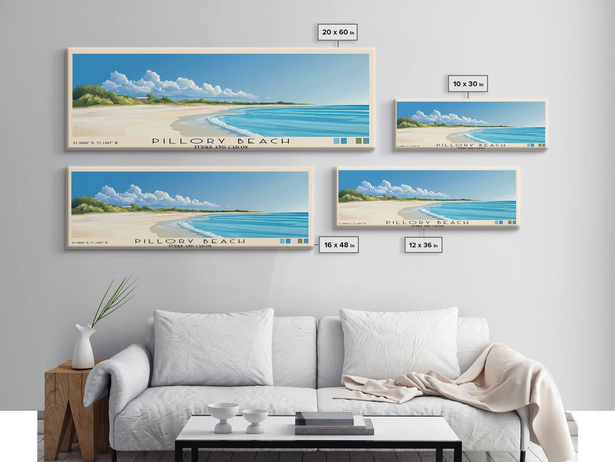 Pillory Beach, Turks and Caicos Panoramic Beach Print, Vacation Gift, Turks and Caicos Wall Art, Beach Painting, Beach Decor, Beach Painting