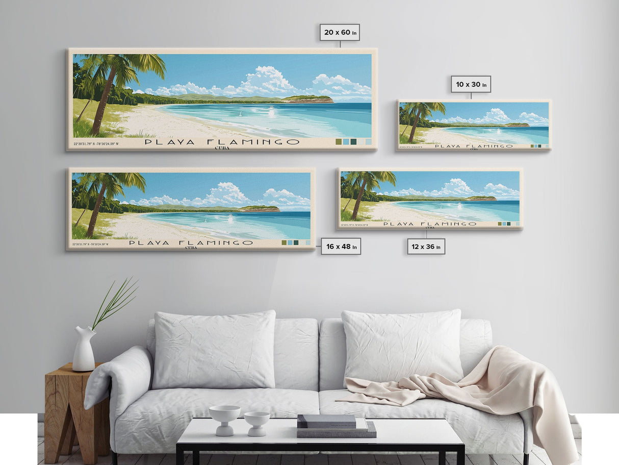 Playa Flamingo, Cuba Panoramic Print, Vacation Gift, Cuba Wall Art, Vacation Wall Art, Vacatation Memories, Beach Decor, Beach Or Lakehouse Art