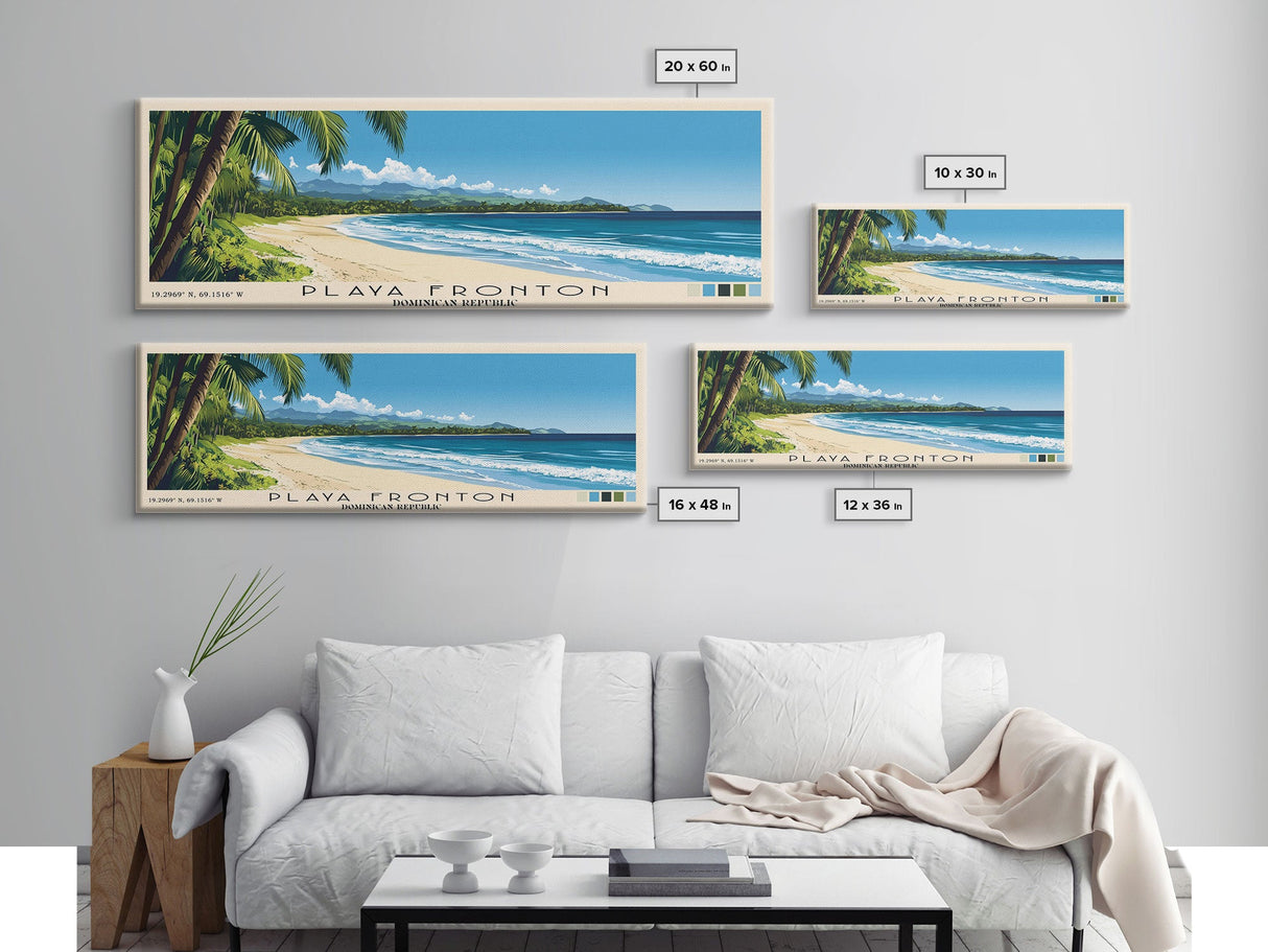 Playa Fronton, Dominican Republic Panoramic Print, Vacation Gift, Dominican Republic Wall Art, Beach Painting, Beach Decor, Beach Or Lakehouse Art