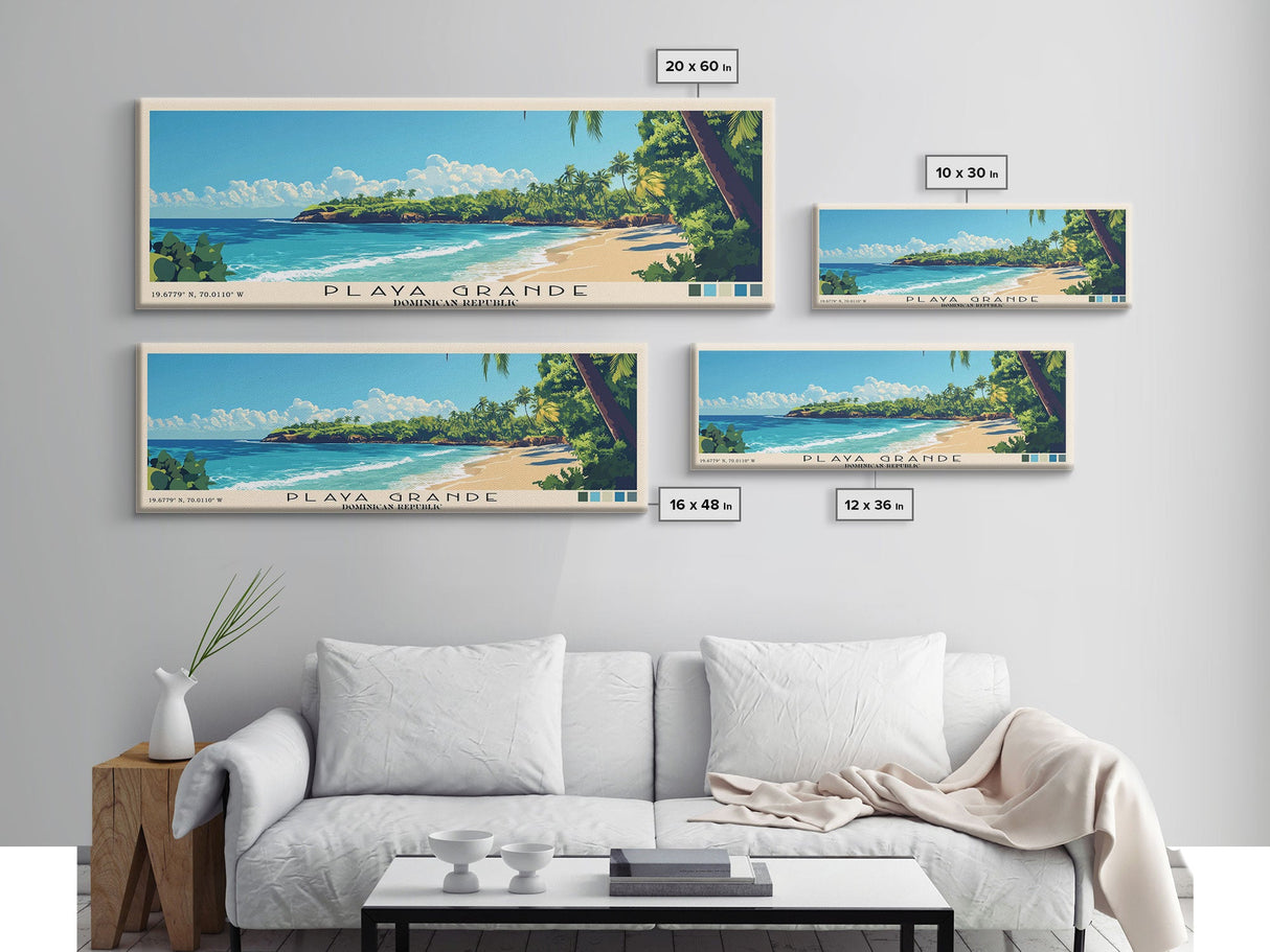 Playa Grande, Dominican Republic Panoramic Beach Print, Vacation Gift, Dominican Republic Wall Art, Beach Painting, Beach Decor, Beach Painting