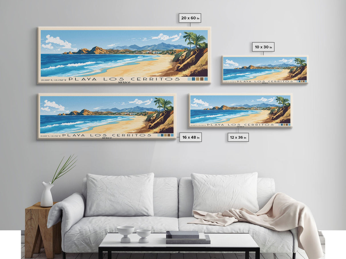 Playa Los Cerritos, Mexico Panoramic Print, Vacation Gift, Mexico Wall Art, Vacation Wall Art, Vacatation Memories, Beach Decor, Beach Or Lakehouse Art