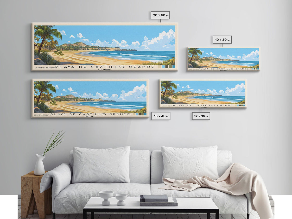 Playa de Castillo Grande, Colombia Panoramic Print, Vacation Gift, Colombia Wall Art, Beach Painting, Beach Decor, Beach Or Lakehouse Art