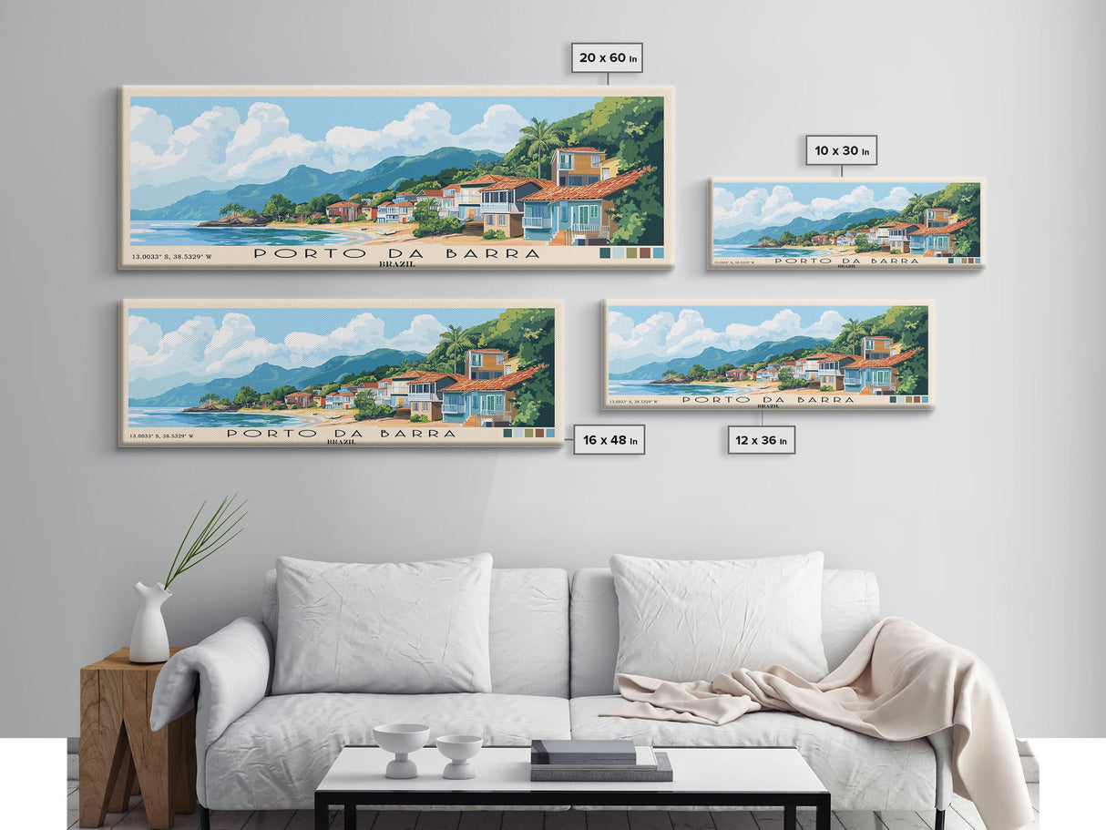 Porto da Barra, Brazil Panoramic Beach Print, Vacation Gift, Brazil Wall Art, Beach Painting, Beach Decor, Beach Painting