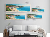 Potami Beach, Greece Panoramic Beach Print, Vacation Gift, Greece Wall Art, Framed Canvas Print, Framed Beach Painting