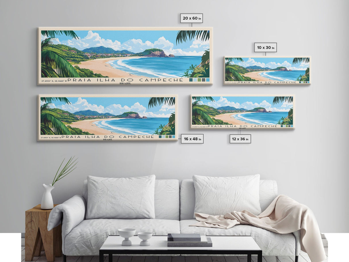 Praia Ilha do Campeche, Brazil Panoramic Print, Vacation Gift, Brazil Wall Art, Beach Painting, Beach Decor, Large Wall Art, Wood Frame Art