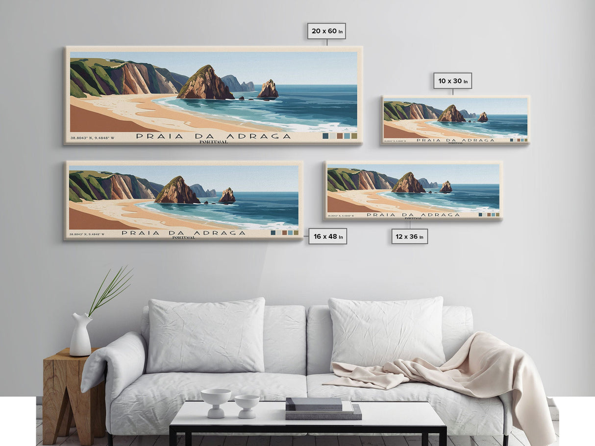 Praia da Adraga, Portugal Panoramic Print, Vacation Gift, Portugal Wall Art, Beach Painting, Beach Decor, Beach Or Lakehouse Art