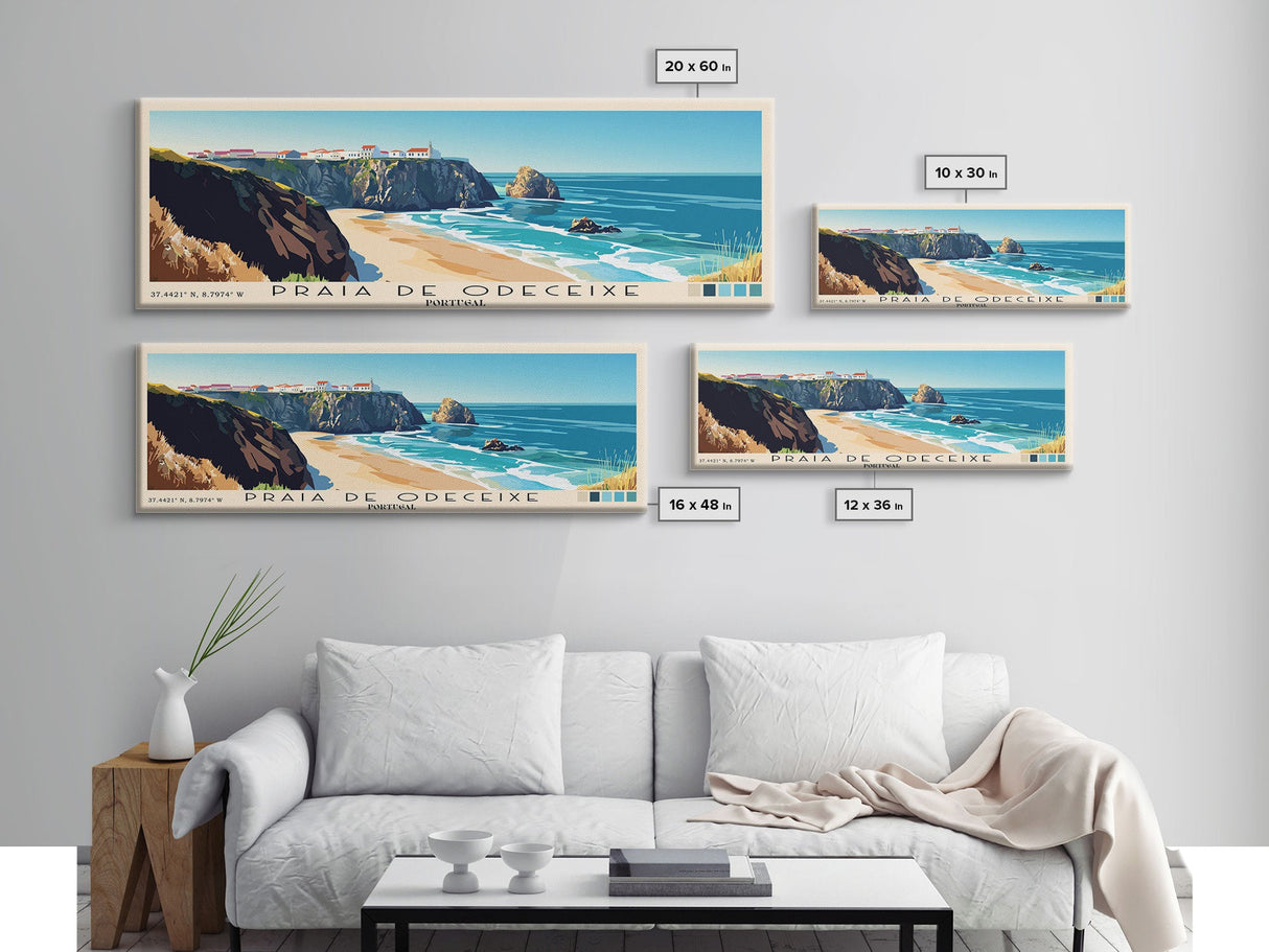 Praia de Odeceixe, Portugal Panoramic Print, Vacation Gift, Portugal Wall Art, Beach Painting, Beach Decor, Beach Or Lakehouse Art