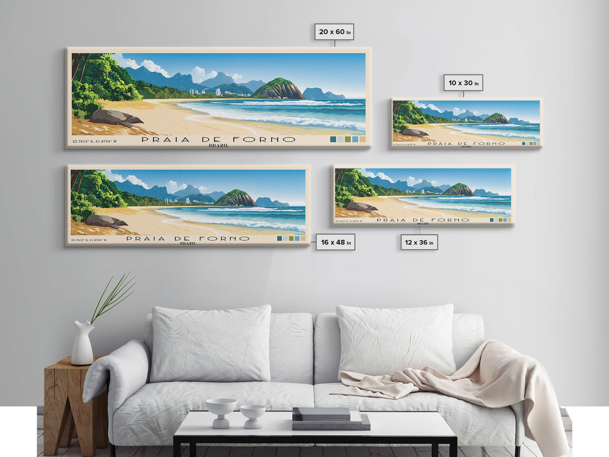 Praia de Forno, Brazil Panoramic Print, Vacation Gift, Brazil Wall Art, Beach Painting, Beach Decor, Large Wall Art, Wood Frame Art