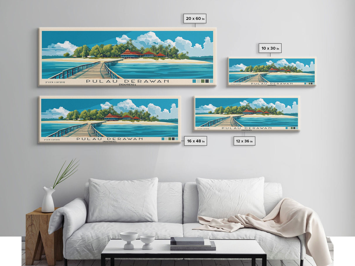 Pulau Derawan, Indonesia Panoramic Print, Vacation Gift, Indonesia Wall Art, Vacation Wall Art, Vacatation Memories, Beach Decor, Beach Or Lakehouse Art