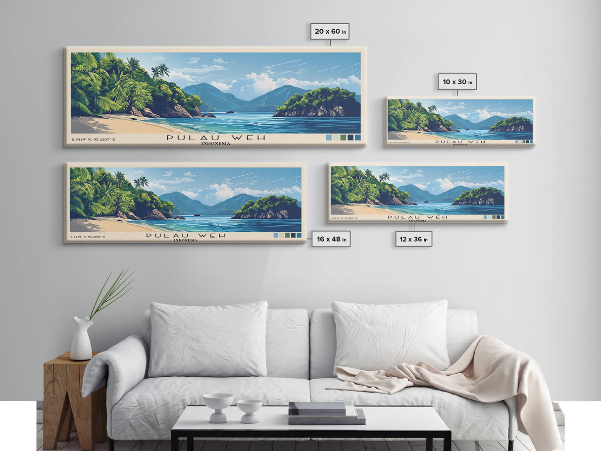 Pulau Weh, Indonesia Panoramic Print, Vacation Gift, Indonesia Wall Art, Beach Painting, Beach Decor, Large Wall Art, Wood Frame Art