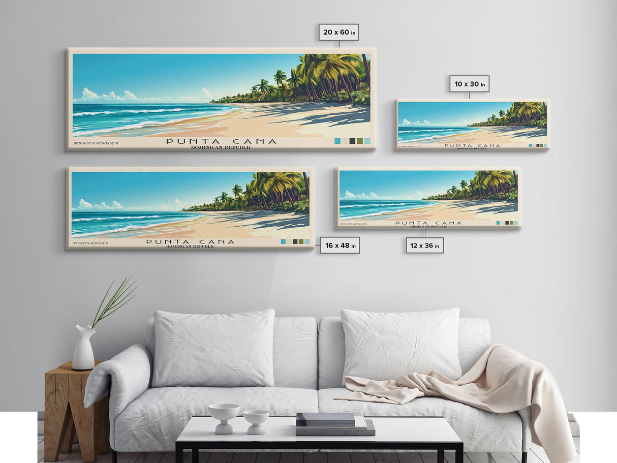 Punta Cana, Dominican Republic Panoramic Print, Vacation Gift, Dominican Republic Wall Art, Vacation Wall Art, Vacatation Memories, Beach Decor, Beach Or Lakehouse Art