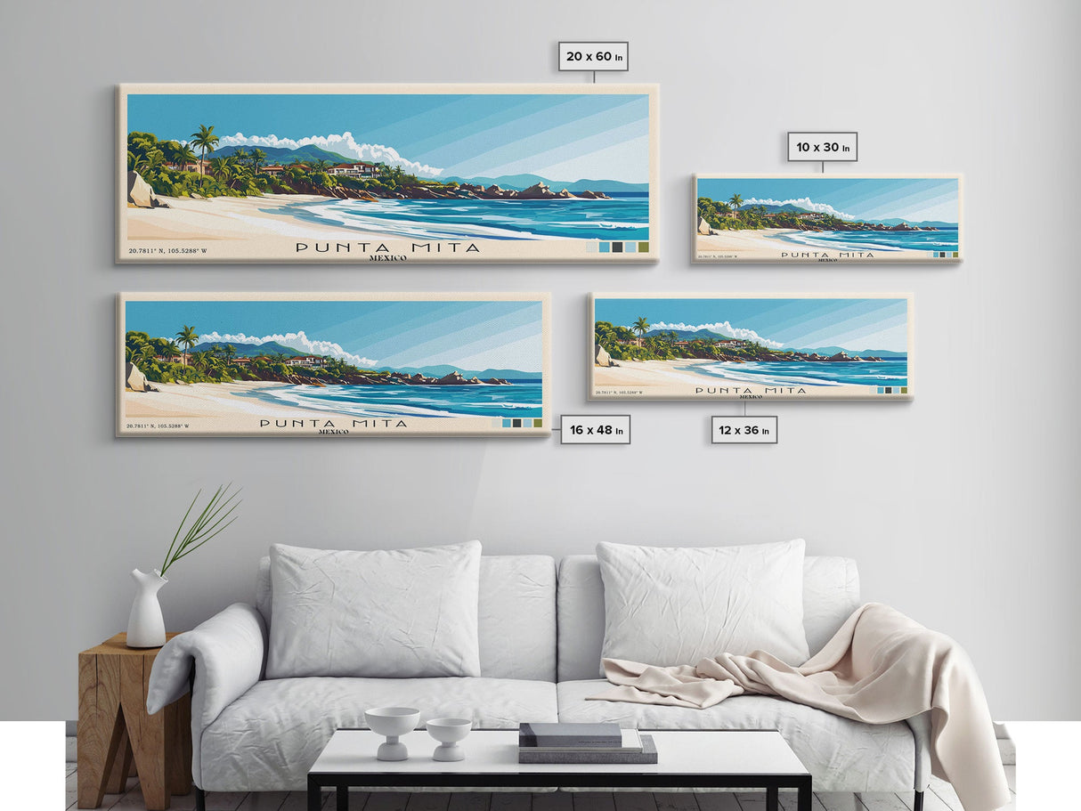 Punta Mita, Mexico Panoramic Print, Vacation Gift, Mexico Wall Art, Beach Painting, Beach Decor, Beach Or Lakehouse Art