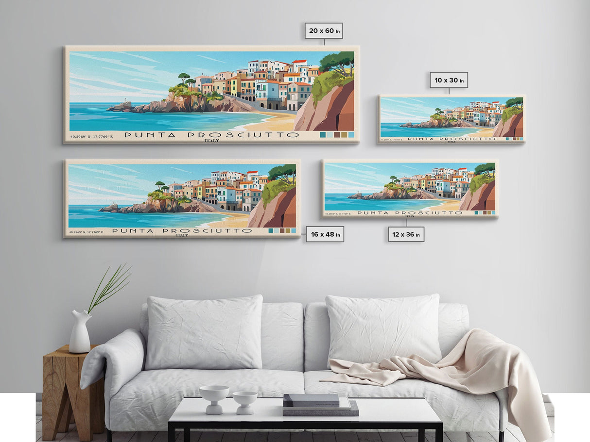 Punta Prosciutto, Italy Panoramic Beach Print, Vacation Gift, Italy Wall Art, Beach Painting, Beach Decor, Beach Painting