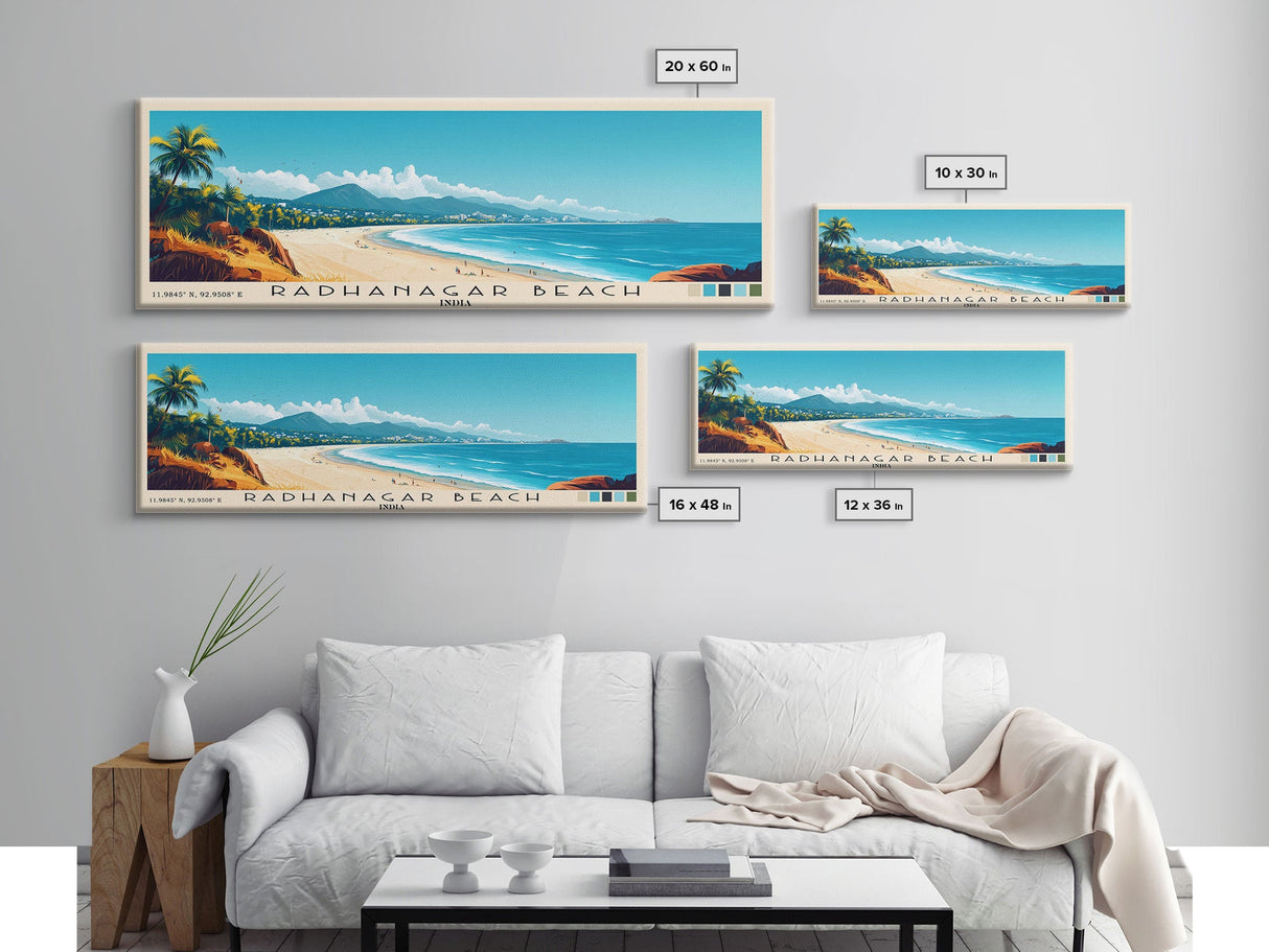 Radhanagar Beach, India Panoramic Beach Print, Vacation Gift, India Wall Art, Framed Canvas Print, Framed Beach Painting