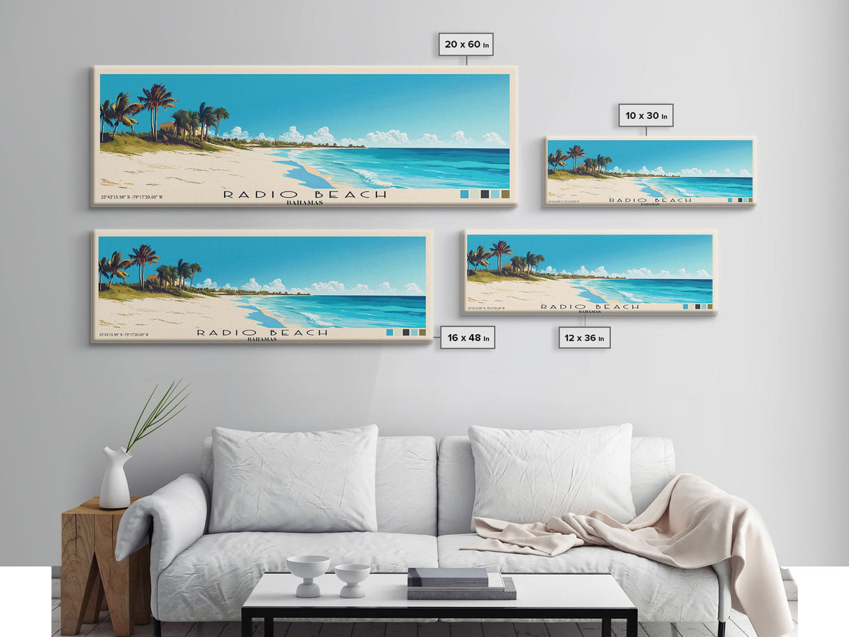 Radio Beach, Bahamas Panoramic Print, Vacation Gift, Bahamas Wall Art, Beach Painting, Beach Decor, Beach Or Lakehouse Art