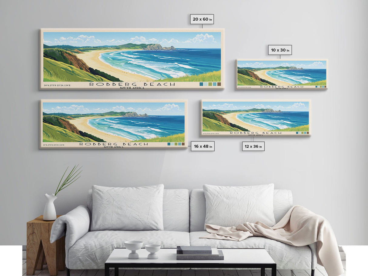 Robberg Beach, South Africa Panoramic Beach Print, Vacation Gift, South Africa Wall Art, Beach Painting, Beach Decor, Beach Painting