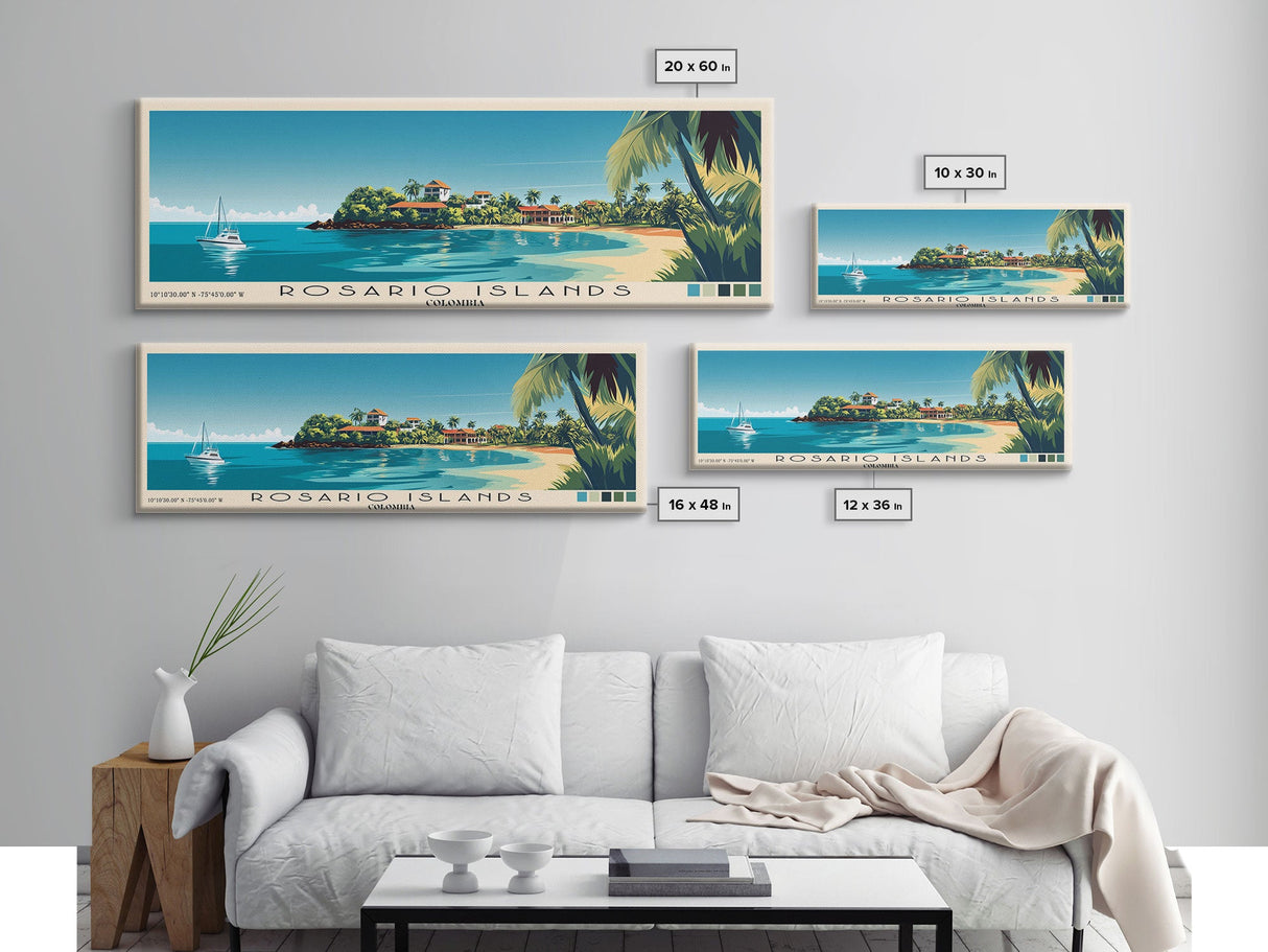 Rosario Islands, Colombia Panoramic Print, Vacation Gift, Colombia Wall Art, Vacation Wall Art, Vacatation Memories, Beach Decor, Beach Or Lakehouse Art