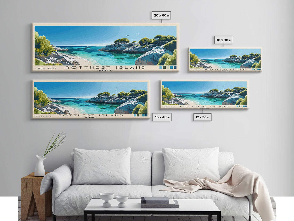 Rottnest Island, Australia Panoramic Print, Vacation Gift, Australia Wall Art, Beach Painting, Beach Decor, Beach Or Lakehouse Art