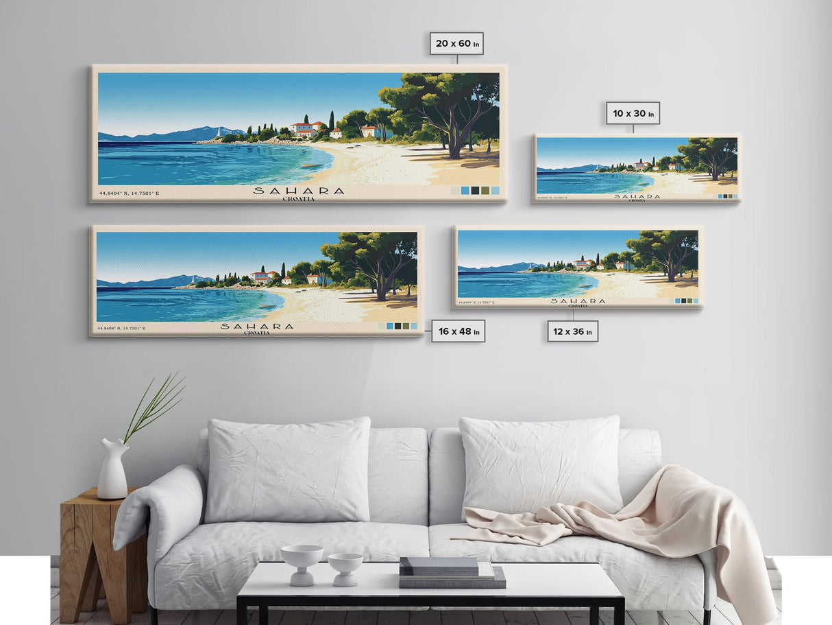 Sahara, Croatia Panoramic Print, Vacation Gift, Croatia Wall Art, Vacation Wall Art, Vacatation Memories, Beach Decor, Beach Or Lakehouse Art